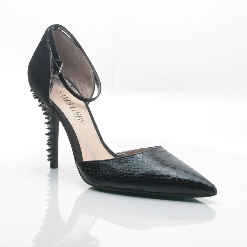 Sam & Libby D'Orsay Stiletto Heels Women 8 Faux Leather Pointed Toe - Picture 14 of 16
